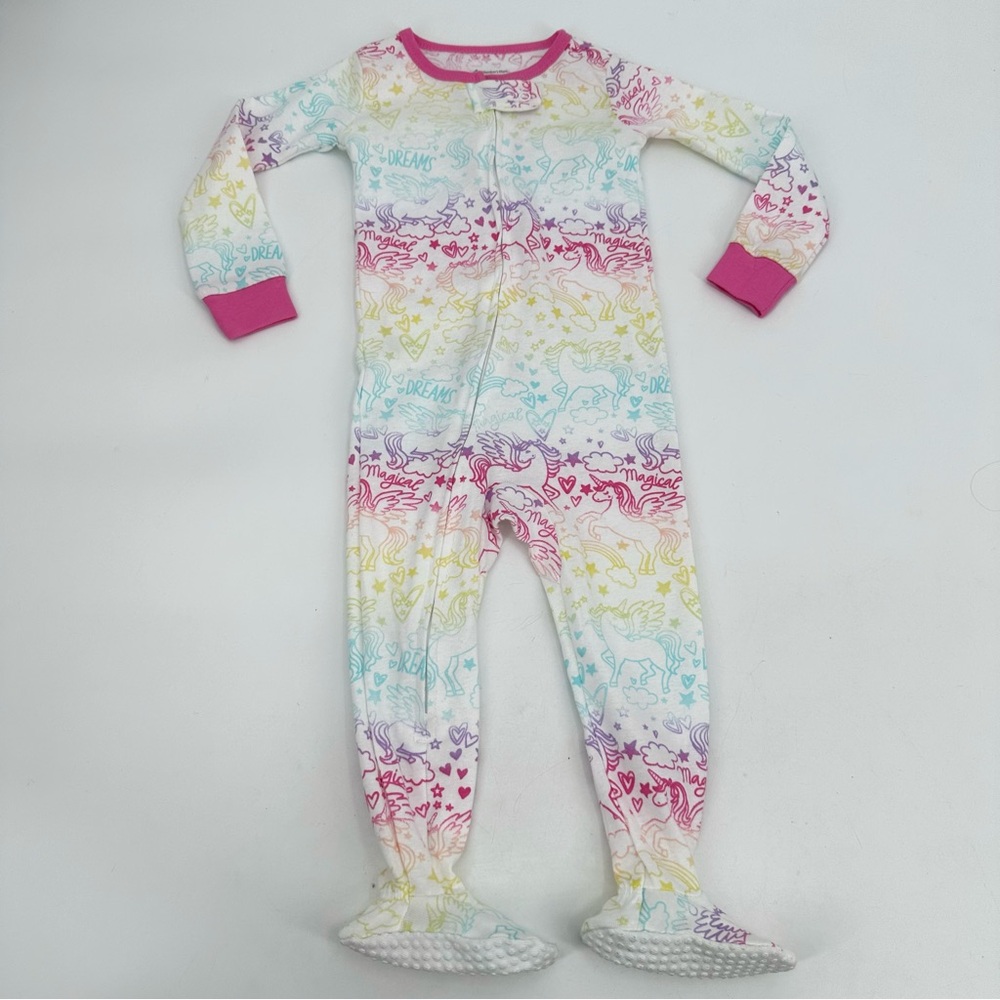 Members Mark Pajama Baby Girls 12 Mos. 1 Pc Unicorn Footed Sleeper Full Zip